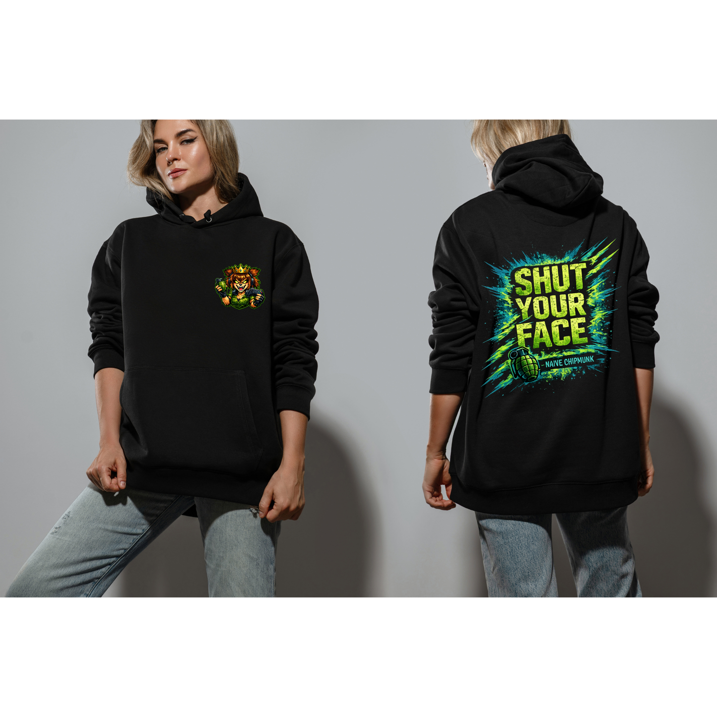 Naive Chipmunk Hoodie – Pocket Logo + Back Print
