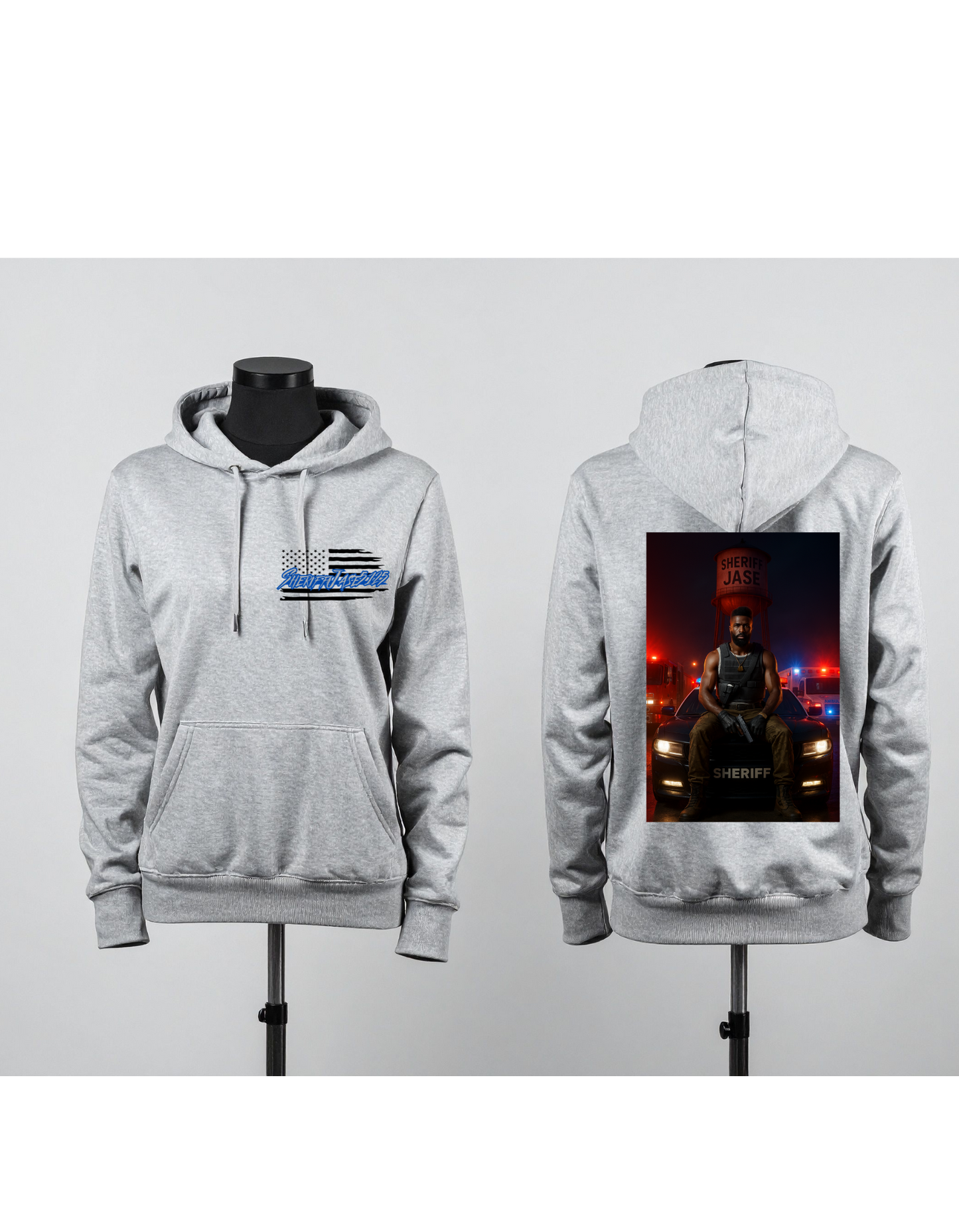 SheriffJase5125 Gaming Hoodie – Pocket Logo + Back Print