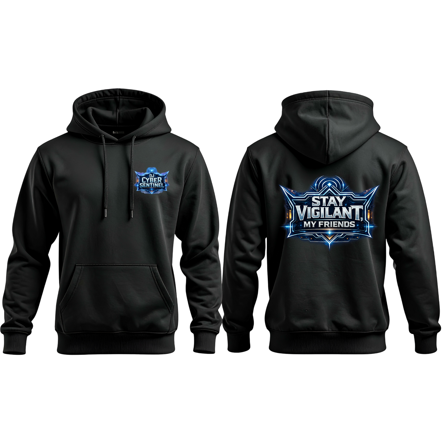 Dj Cyber Sentinel Hoodie - Pocket Logo and Back Print