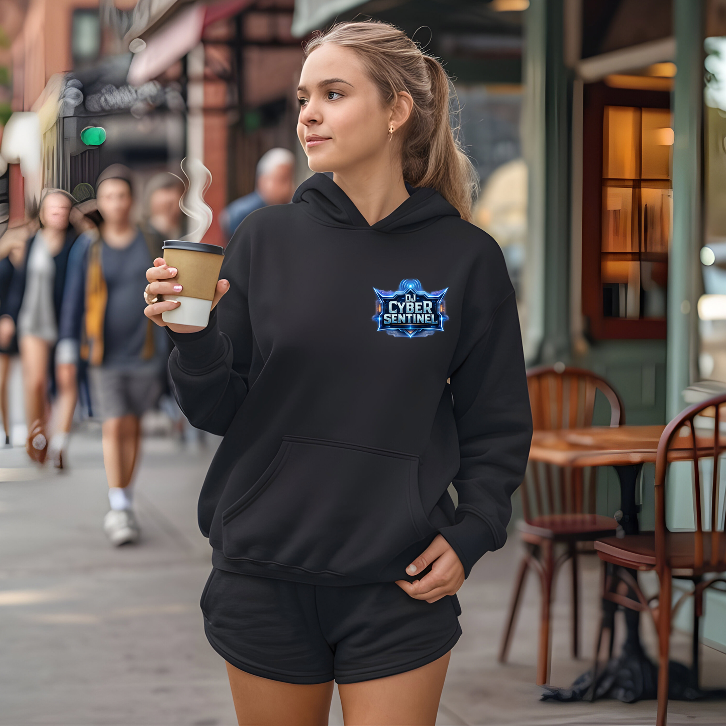 Dj Cyber Sentinel Hoodie - Pocket Logo and Back Print